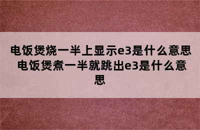 电饭煲烧一半上显示e3是什么意思 电饭煲煮一半就跳出e3是什么意思